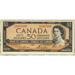 BC-42c 1954 $50 Lawson- Bouey B/H8307509,  UN