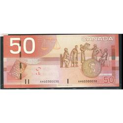 Two digit numbered RADAR note AHG0300030 $50
