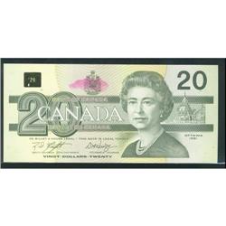 BC-58d 1991 $20 ERROR note  EWC5673796 pink i