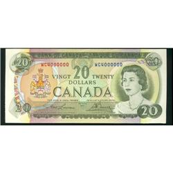 Million numbered note WC4000000 $20 1969  BC-