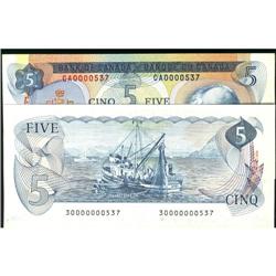 Lot of 2 notes $5 1972 and 1979 same serial #