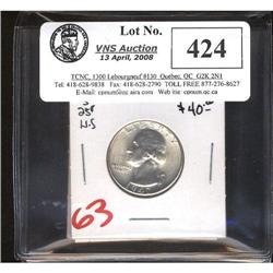 Lot of 4 USA 25¢, Includes 1947S, 1954S,1955D