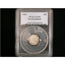 NFLD 1903 10¢ PCGS AU-50