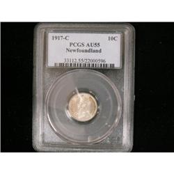 NFLD 1917C 10¢ PCGS AU-55,