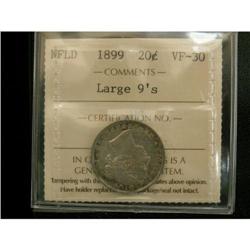 NFLD 1899 Large 9  20¢ ICCS VF-30