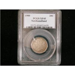 NFLD 1900 20¢ents PCGS EF-45