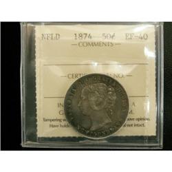 NFLD 1874 50¢ ICCS EF-40, top 10! A scarce co