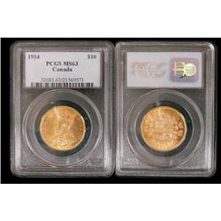 1914 $10 PCGS MS63, fully lustrous and and br
