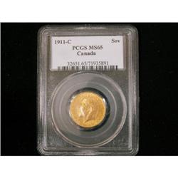 1911c Sovereign PCGS MS65, a superbly lustrou
