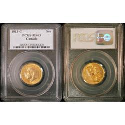 1913c Sovereign PCGS MS63, A nice example wit