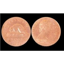 ERROR coins 1980 5 cents  struck on planchet