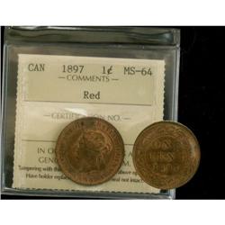 1897 1¢ ICCS MS64 Red, attactive and fully lu