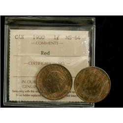 1900 1¢ ICCS MS64 Red, a sharp key date Victo