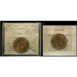 1901 1¢ ICCS MS65 red, A sublime example in t