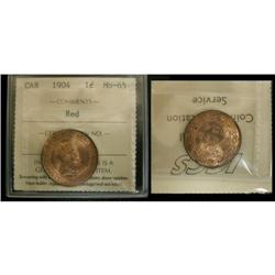 1904 1¢ ICCS MS65 red, A sublime example in t