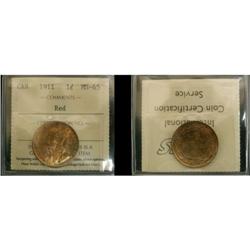 1911 1¢ ICCS MS65 Red sharp eye appeal with f