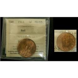 1913 1¢ ICCS MS-65 RED, 90% red lustre