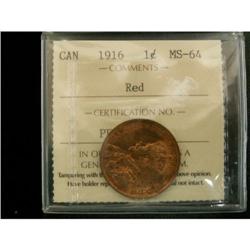 1916 1¢ ICCS MS-64 RED