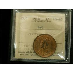 1918 1¢ ICCS MS-65 RED, 90% red lustre