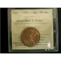 1920 1¢ Large ICCS MS-64 RB