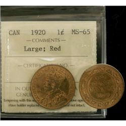 1920 1¢ Large ICCS MS65 red, A sublime exampl