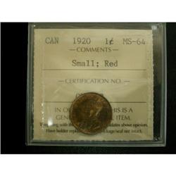 1920 1¢ Small ICCS MS-64 RED