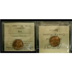 1921 1¢ ICCS MS-63 Red