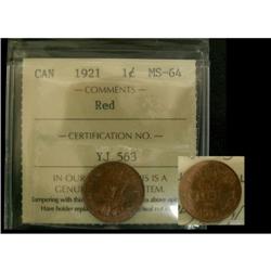 1921 1¢ ICCS MS-64 RED, scarce this nice.