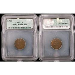 1923 1¢ ICG MS64BN.  A strong example with ex