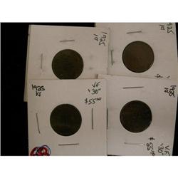 Lot of 4 1925 1¢, all VF-30