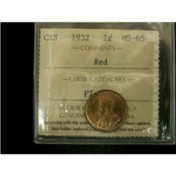 1932 1¢ ICCS MS65 Red, A gem example with exc