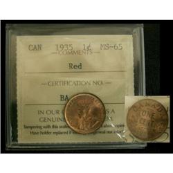 1935 1¢ ICCS MS-65 Red, scarce this nice