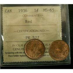 1936 1¢ ICCS MS-65 RED