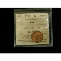 1937 1¢ ICCS MS65 Red, Great eye appeal.