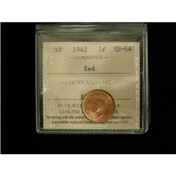 1942 1¢ ICCS MS64 Red, Great eye appeal