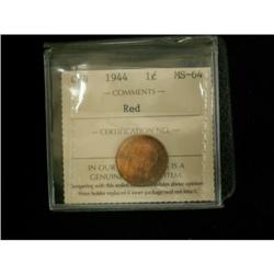 1944 1¢ ICCS MS64 Red, Great eye appeal