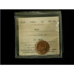 1945 1¢ ICCS MS64 Red, Great eye appeal
