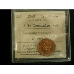 1949 A to Denticle 1¢ ICCS MS-64 Red,