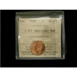 1949 1¢ A off denticles ICCS MS65 Red, Great
