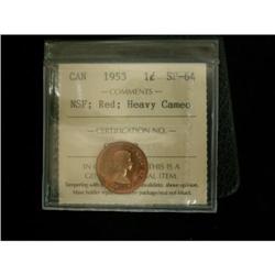 1953 1¢ NSF ICCS SP64 Red, Heavy cameo