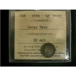 1858  5¢ Lg Date ICCS F-12