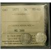 Image 1 : 1871 5¢ ICCS MS63, blast white and lustrous