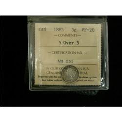 1885 5¢ 5 over 5 ICCS VF20
