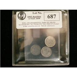 Lot of 3 5¢ Silver, Includes 1897, 1902 Large