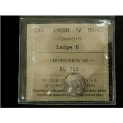 1902H Large H 5¢ ICCS MS-64