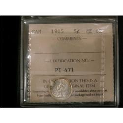 1915 5¢ ICCS MS-62, mostly brilliant