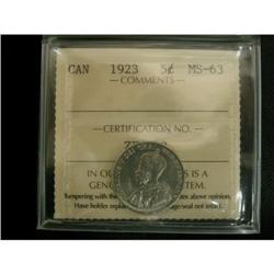 1923 5¢ ICCS MS-63