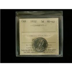 1932 5¢ ICCS MS62, Rare and underrated date i