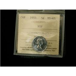 1953 5¢ NSF ICCS MS65
