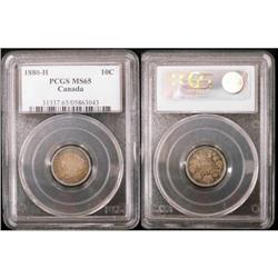 1880H 10¢ PCGS MS65.  Also crossed ICCS MS65.